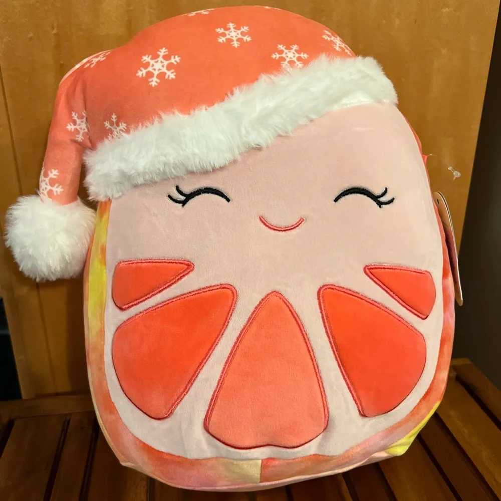 NWT 12” HTF FTM Kaldette Grapefruit in Santa Sleepy Hat winter Christmas tye dye - Picture 7 of 7